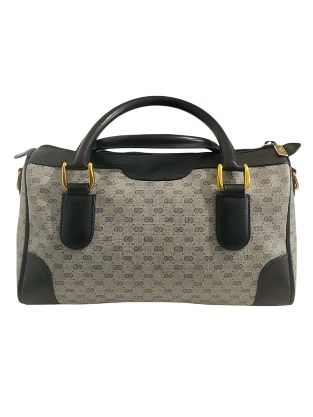 Gucci GG Logo Vintage Handbag Satchel Blue Coastal Preppy Luxury